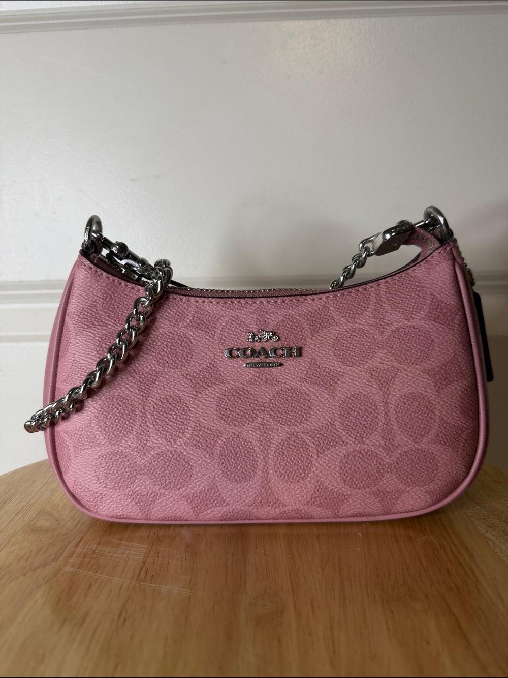 Coach Pink Signature Chain-Handle Shoulder Bag
